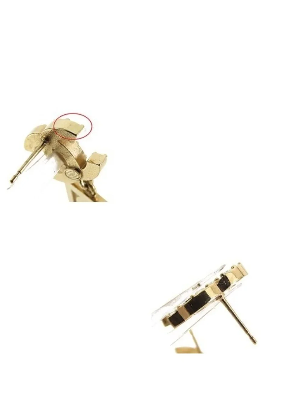 Chanel Earrings Gold Metal CC Logo Boy Plate